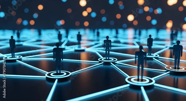 Obraz A captivating visual showcasing a interconnected network of people, symbolizing collaboration, communication, and the power of human connections worldwide.