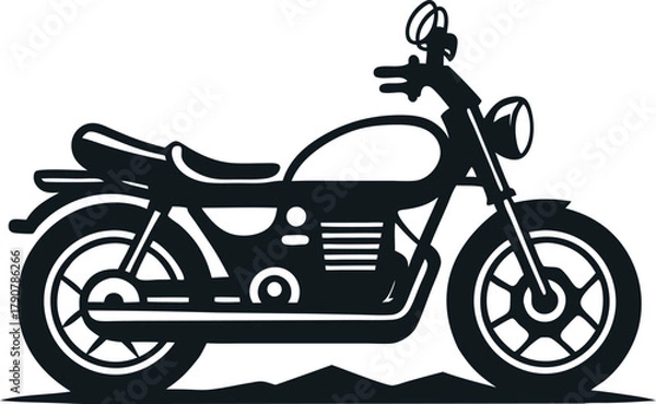 Fototapeta Design of Silhouette Vehicle Motorcycle Illustration Riding on White Background Simple Motorbike Transportation Style