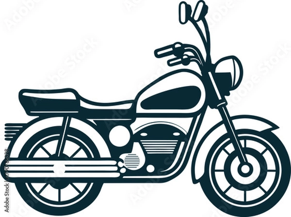 Fototapeta Dark silhouette of vehicle on white background with classic motorcycle style design concept for transport 110 character