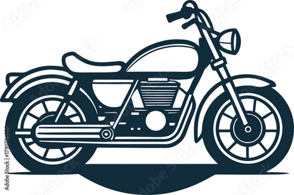 Fototapeta Design of Old Style Motorcycle Illustration Silhouette Riding on White Background with Simple Motorbike Transport