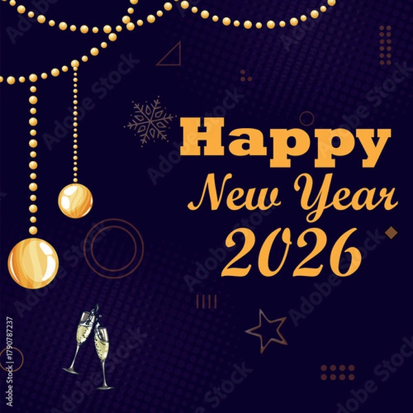 Fototapeta Happy New Year Vector Holiday Template Festive Background