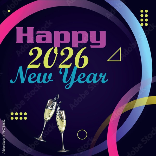 Fototapeta Happy New Year Vector Holiday Template Festive Background