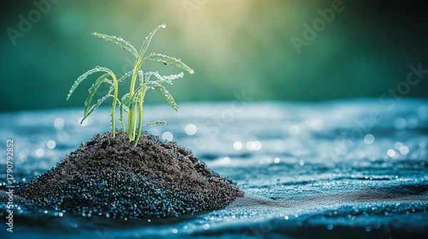 Obraz 目標に向かって育つ新芽 ― 成功への第一歩