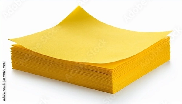 Fototapeta yellow sticky note paper reminder office stationery adhesive blank message memo organization isolated simple stack communication creative workspace school supply business information planning