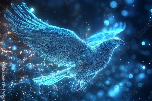 Obraz Blue eagle glowing artwork high resolution picture
