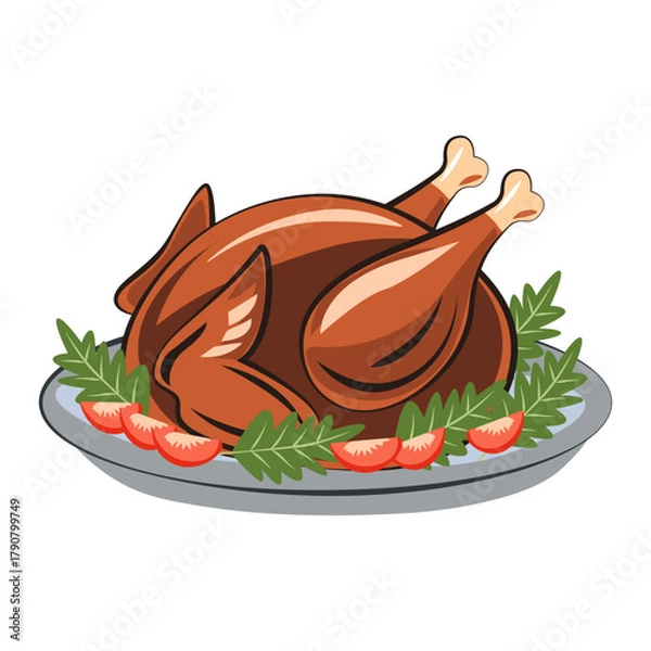 Obraz roasted turkey with vegetables