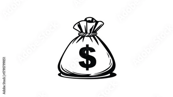 Fototapeta Money Bag Vector Icon on White Background: Financial Design Element