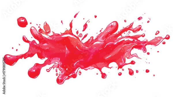 Fototapeta Vibrant Red Color Splash on White Background Vector Illustration