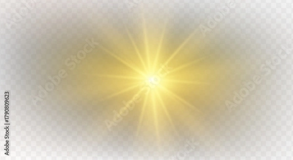 Obraz Shiny overlay of magic starburst, glowing flare, brilliant spark, glistering beam, lens flash, gold light, festive blue sparkle, fantasy explosion