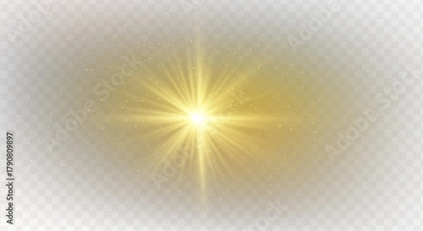 Obraz Shiny overlay of magic starburst, glowing flare, brilliant spark, glistering beam, lens flash, gold light, festive blue sparkle, fantasy explosion