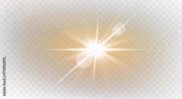 Obraz Shiny overlay of magic starburst, glowing flare, brilliant spark, glistering beam, lens flash, gold light, festive blue sparkle, fantasy explosion