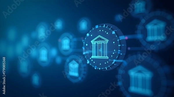 Fototapeta Secure online banking services with modern digital technology and financial data protection platform