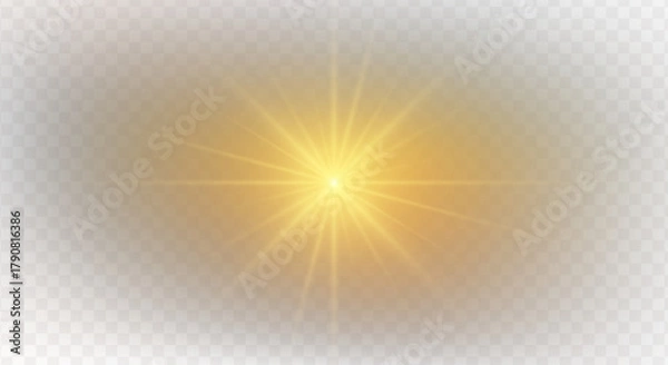 Obraz Shiny overlay of magic starburst, glowing flare, brilliant spark, glistering beam, lens flash, gold light, festive blue sparkle, fantasy explosion