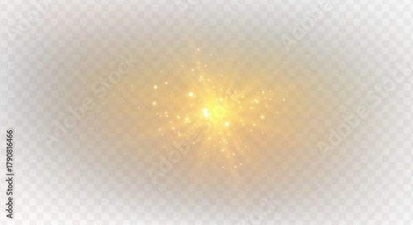 Obraz Shiny overlay of magic starburst, glowing flare, brilliant spark, glistering beam, lens flash, gold light, festive blue sparkle, fantasy explosion