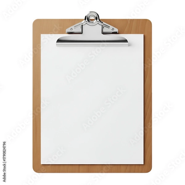 Obraz Wooden Clipboard with Blank White Paper on Black Background