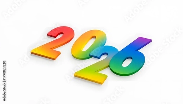 Obraz 2026 in Rainbow Colors for New Year Celebration