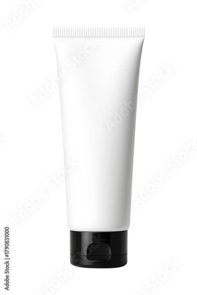 Obraz White cosmetic tube with black cap clean product packaging design mockup High quality Realistic image.