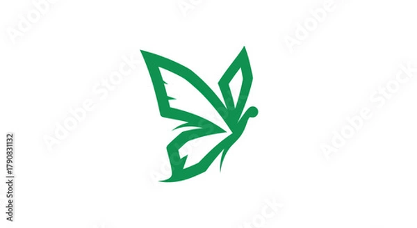 Fototapeta Green butterfly silhouette graphic isolated on white background vector