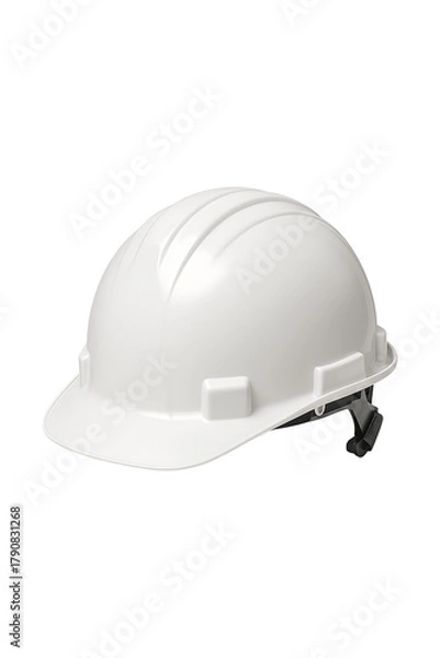 Obraz White Hard Hat Safety Equipment Construction Work Protection High quality Realistic image.