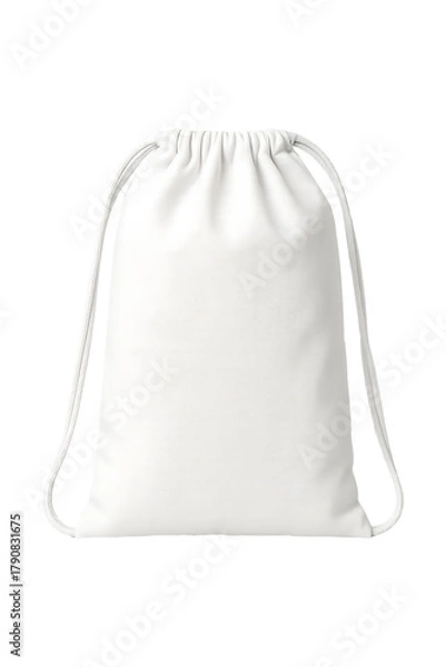 Obraz White drawstring bag packaging isolated on transparent background
