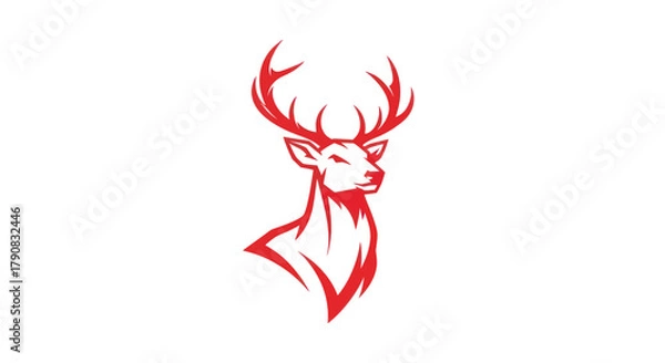 Fototapeta Red deer silhouette logo design for business branding or emblem