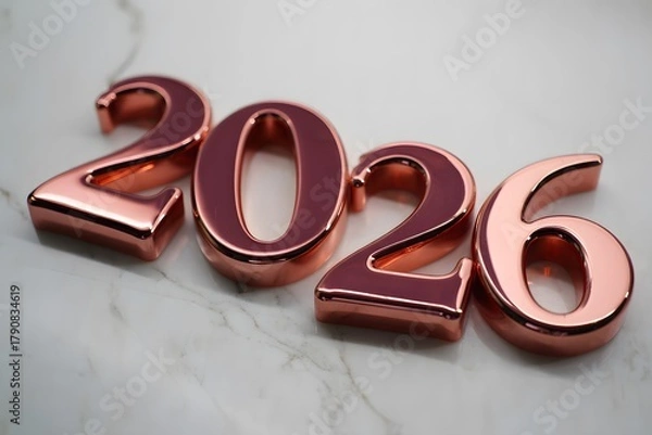 Obraz Golden and Red 2026 New Year 3D Text