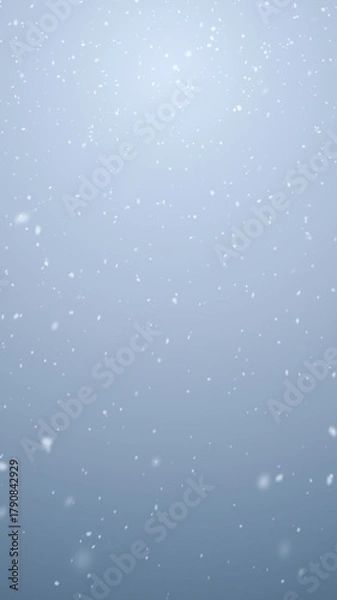 Fototapeta Realistic snow falls across the screen on gray background, falling snowflake particle effects for christmas holiday celebration, overlay natural winter storm weather backdrop illustration