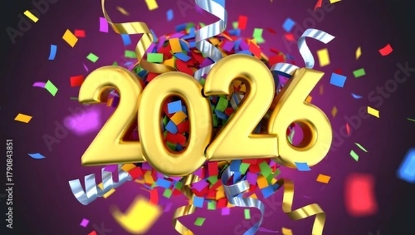 Fototapeta Confetti Explosion Around 2026 Numbers
