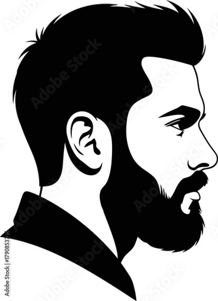 Obraz Solid black silhouette of a handsome man s profile