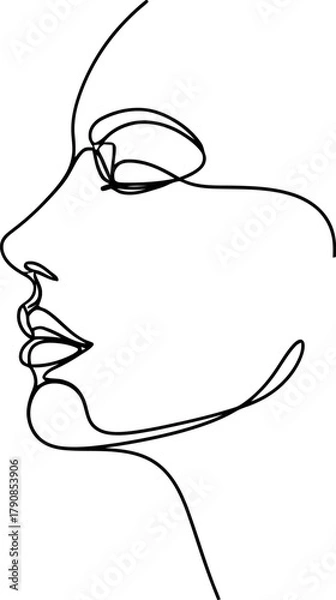 Obraz Minimalist abstract continuous line face silhouette