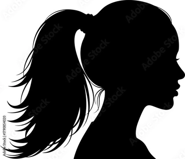 Obraz Modern minimalist woman profile silhouette with long ponytail