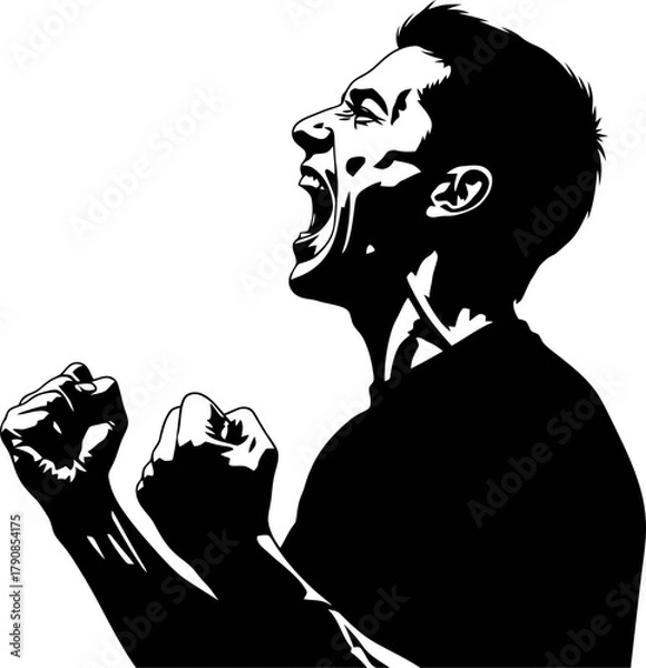 Obraz Expressive man silhouette profile shouting energy emotion