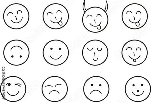 Fototapeta set of funny faces