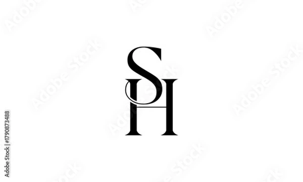 Obraz SH initial letters, monogram logo	
