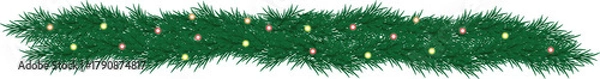 Obraz Realistic Christmas Garland Border with Soft Glow Lights — Elegant Pine Holiday Decoration