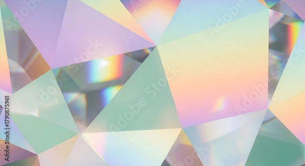 Fototapeta Abstract crystal facets with iridescent light refractions pattern