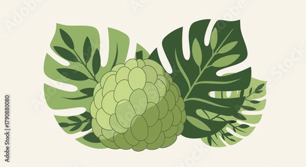 Obraz Aesthetic Vector Illustration Featuring Fruit and Greenery Elements on Isolated Backdrop