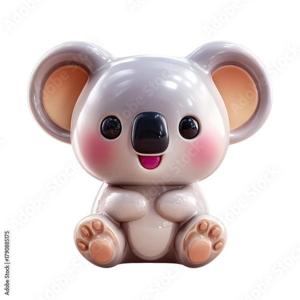 Fototapeta Cute cartoon koala character with rosy cheeks on a transparent background, cut out