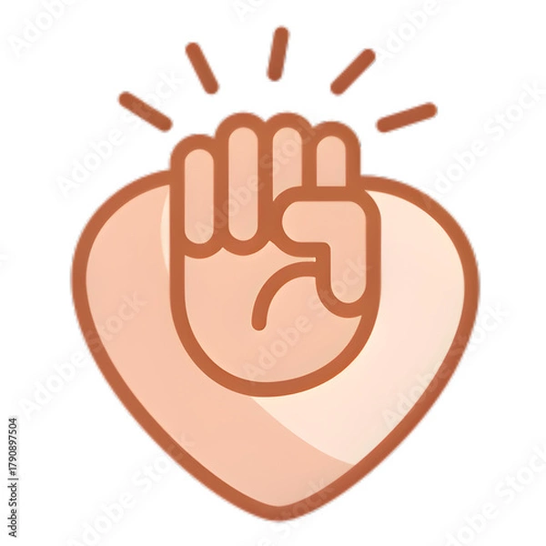 Fototapeta Powerful fist icon within a heart, symbolizing strength and unity.