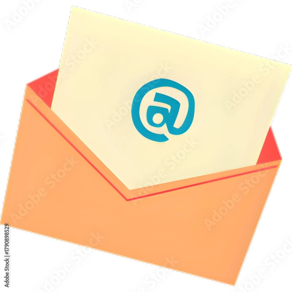 Fototapeta Email communication concept: opened envelope with blue at symbol