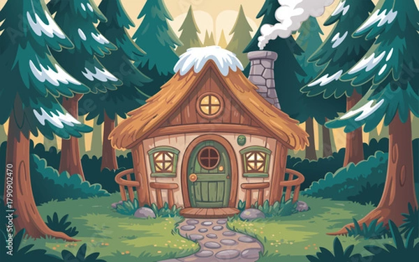 Fototapeta Winter house in the forest