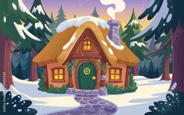 Fototapeta gingerbread house in the snow