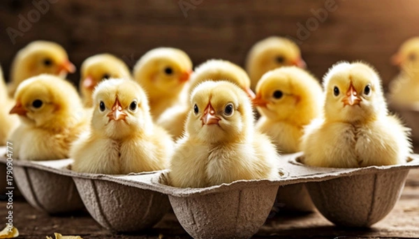 Obraz Chicks in an Egg Box