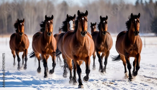 Obraz Horses Gallop Through The Snow