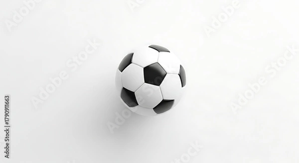 Fototapeta A soccer ball with black and white panels centered on a plain white background in a studio shot ai generated