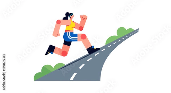Obraz Woman Running Uphill: Energetic Illustration of Physical Activity and Determination