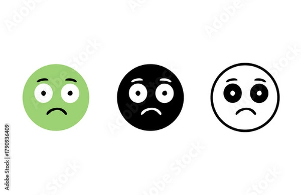 Fototapeta Nausea Emoji Stock Vector Set – Sick, Queasy, Vomit, Illness, and Disgust Icons