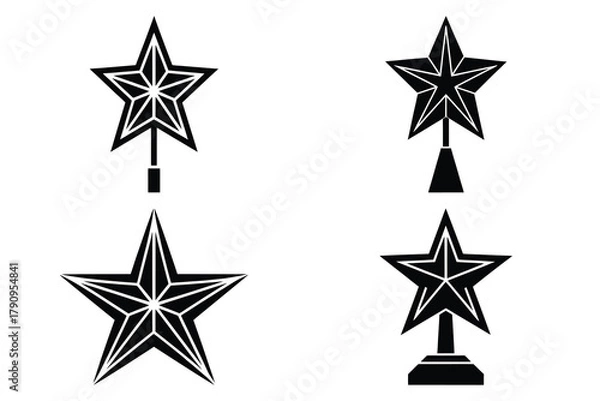 Fototapeta star topper vector icon set, black color and white background