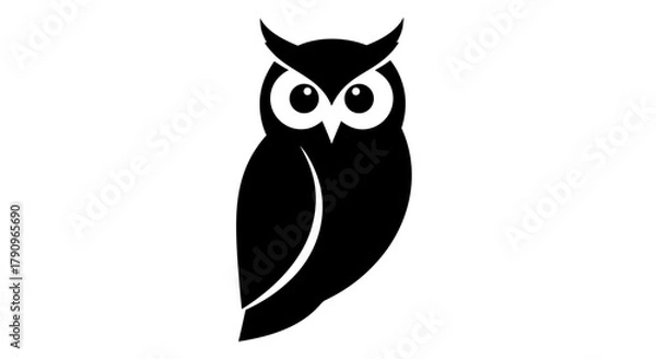 Fototapeta Owl Silhouette: A stark silhouette of an owl, a symbol of wisdom and mystery, perched in serene stillness, its form defined against a background. 