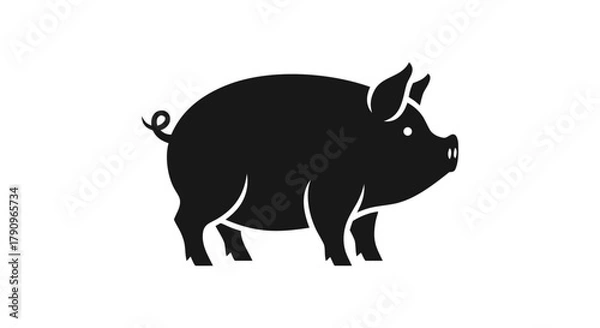 Fototapeta Pig Silhouette: An elegant illustration showcases a sleek silhouette of a pig, highlighting its distinct features with simplicity and style.